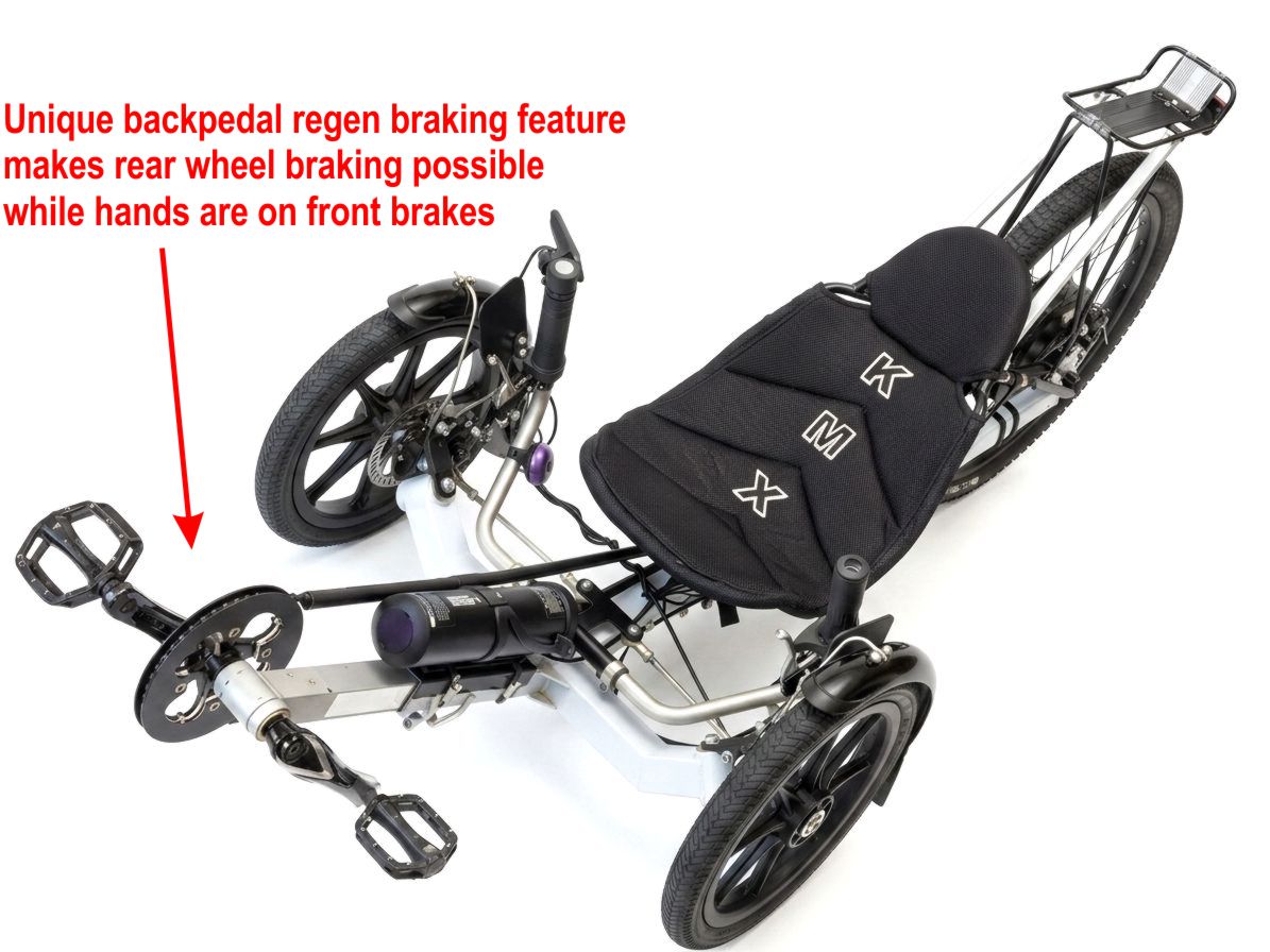 Control regen rear wheel braking by back-pedalling!