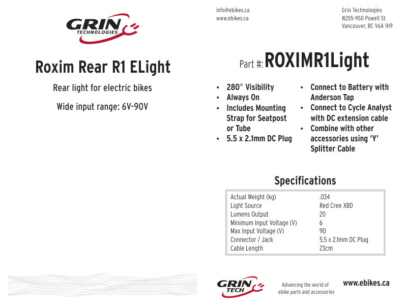Roxim Rear R1 ELight - Image 2